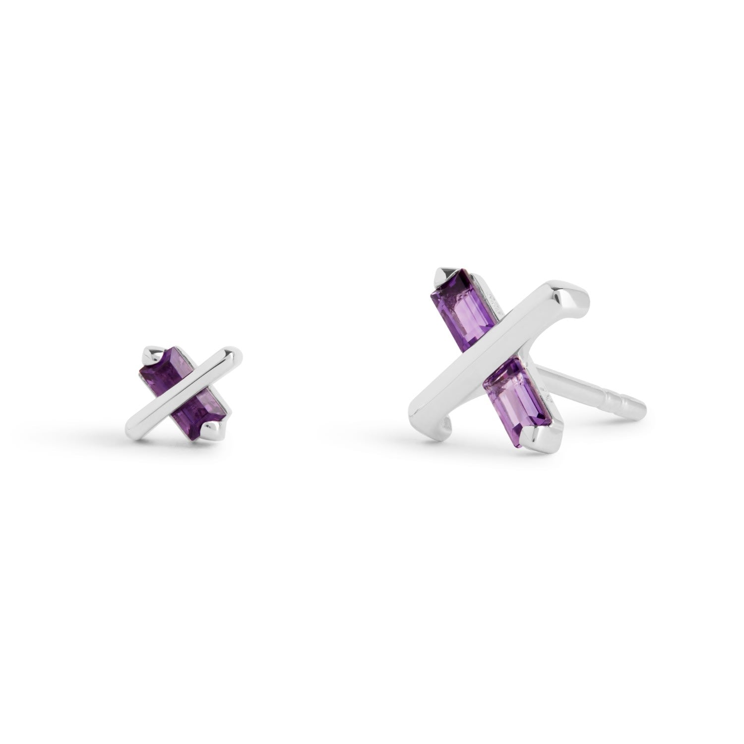 Butterfly Kiss Earrings - February - Amethyst - Silver