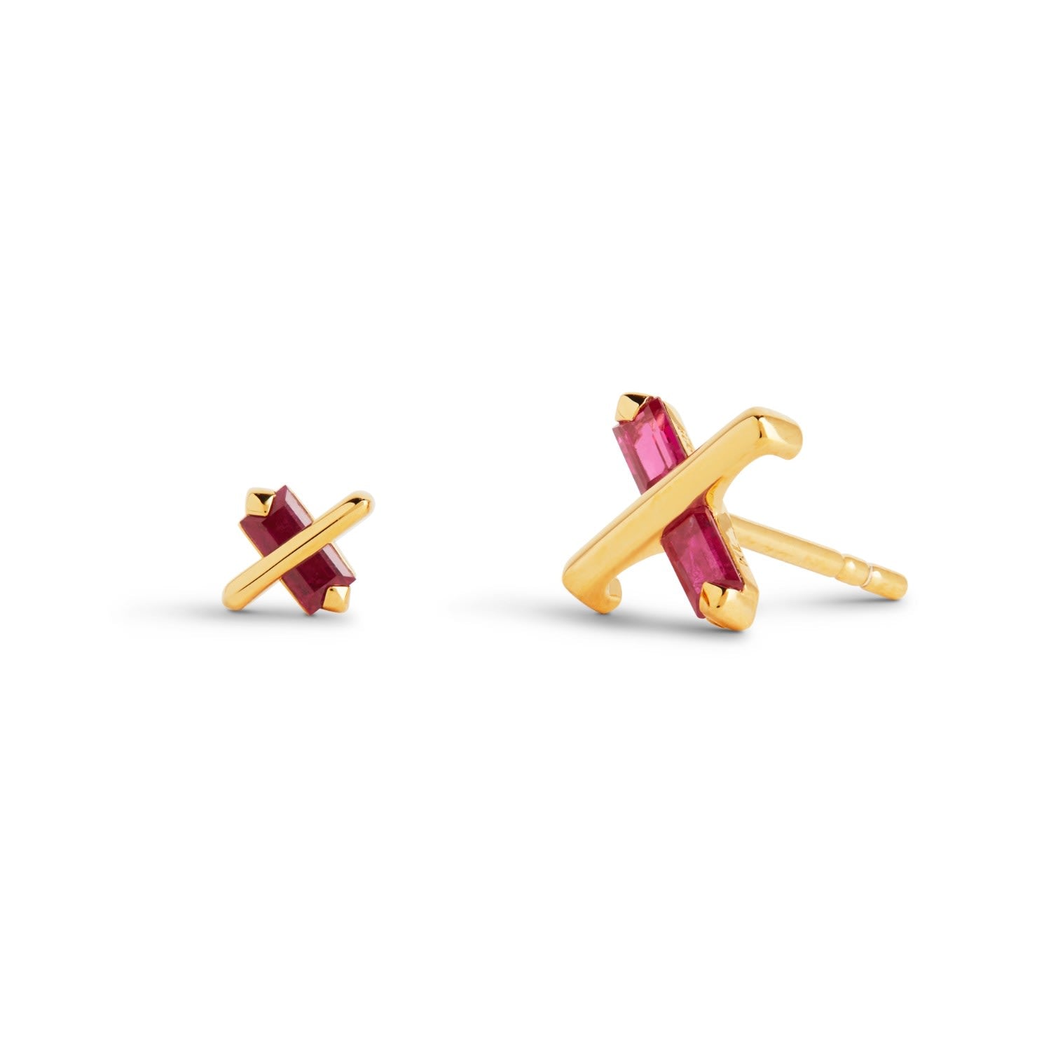 Butterfly Kiss Earrings - July - Ruby - Gold Vermeil