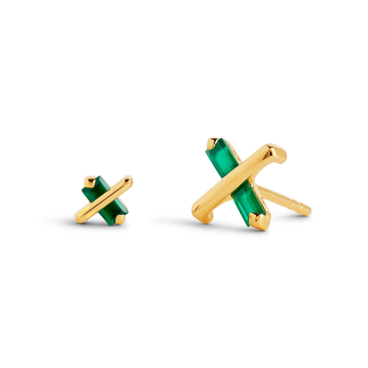 Butterfly Kiss Earrings - May - Green Agate - Gold Vermeil