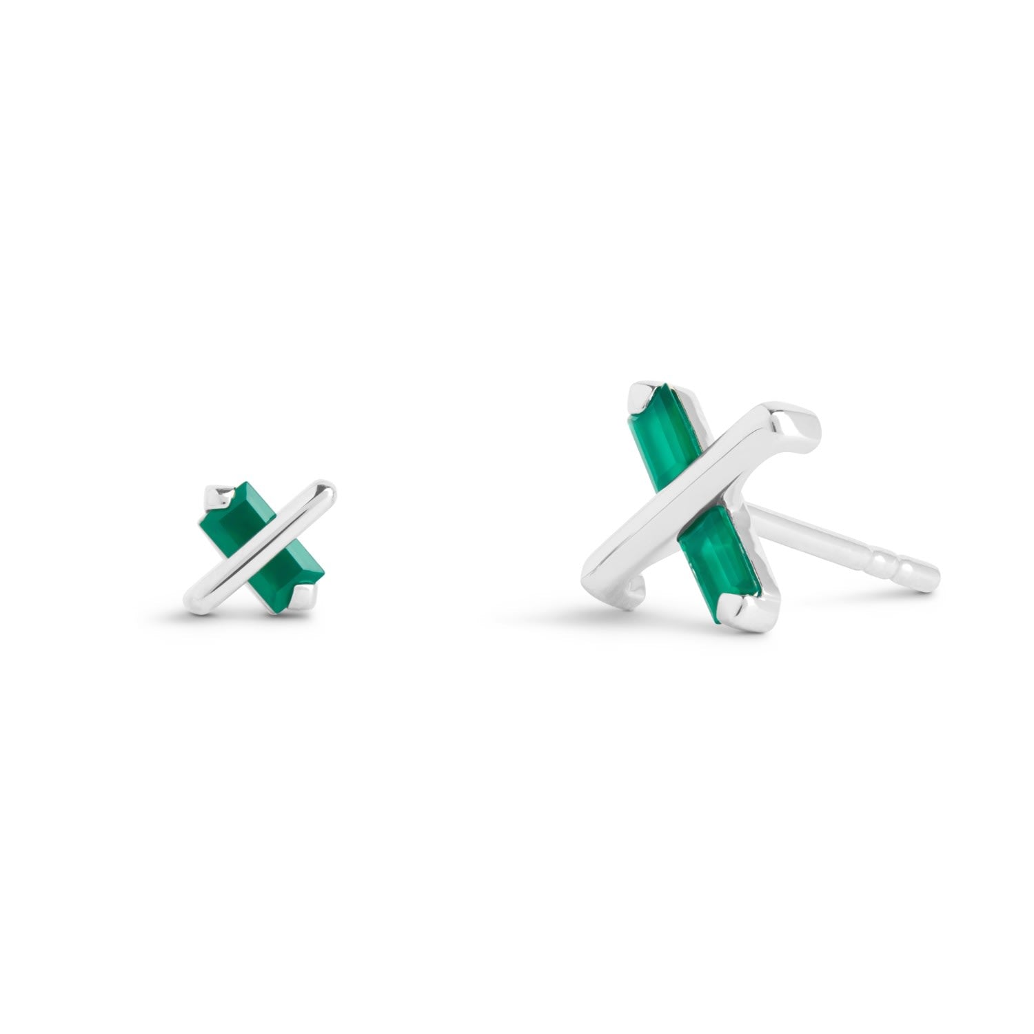 Butterfly Kiss Earrings - May - Green Agate - Silver