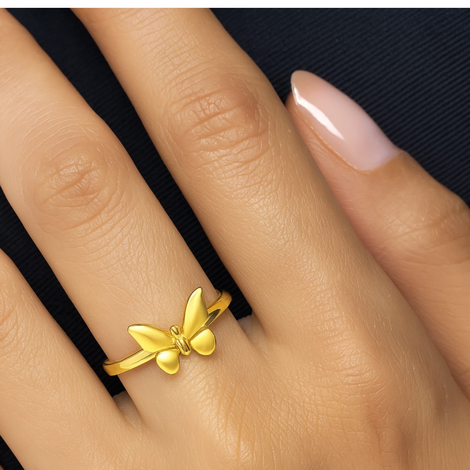 Butterfly Ring In Gold-Plated Sterling Silver-Unaloe