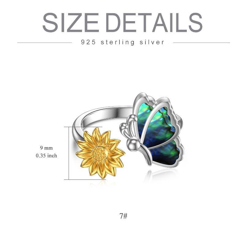 Sterling Silver Butterfly & Sunflower Ring