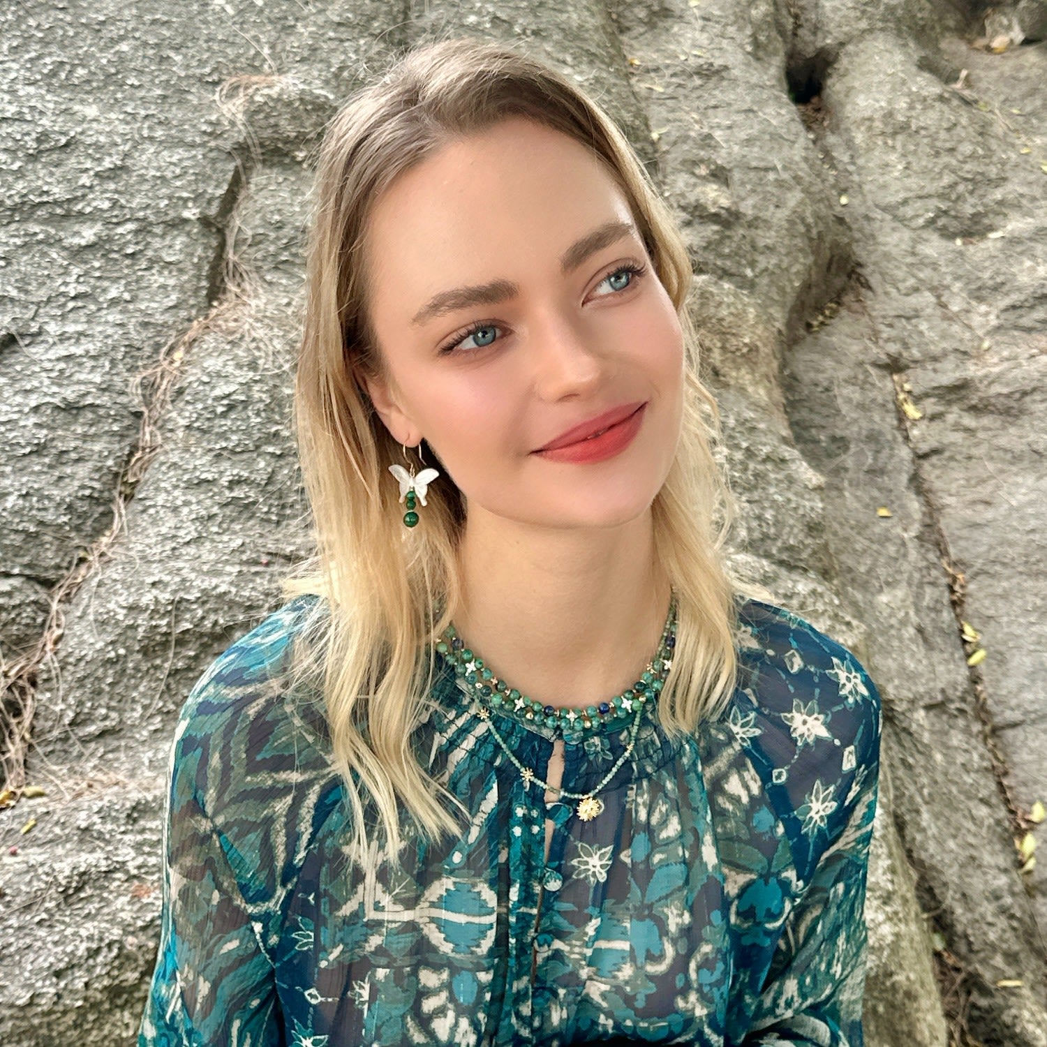 Phoenix Lapis With Zircon Stone Double Layers Collar Necklace