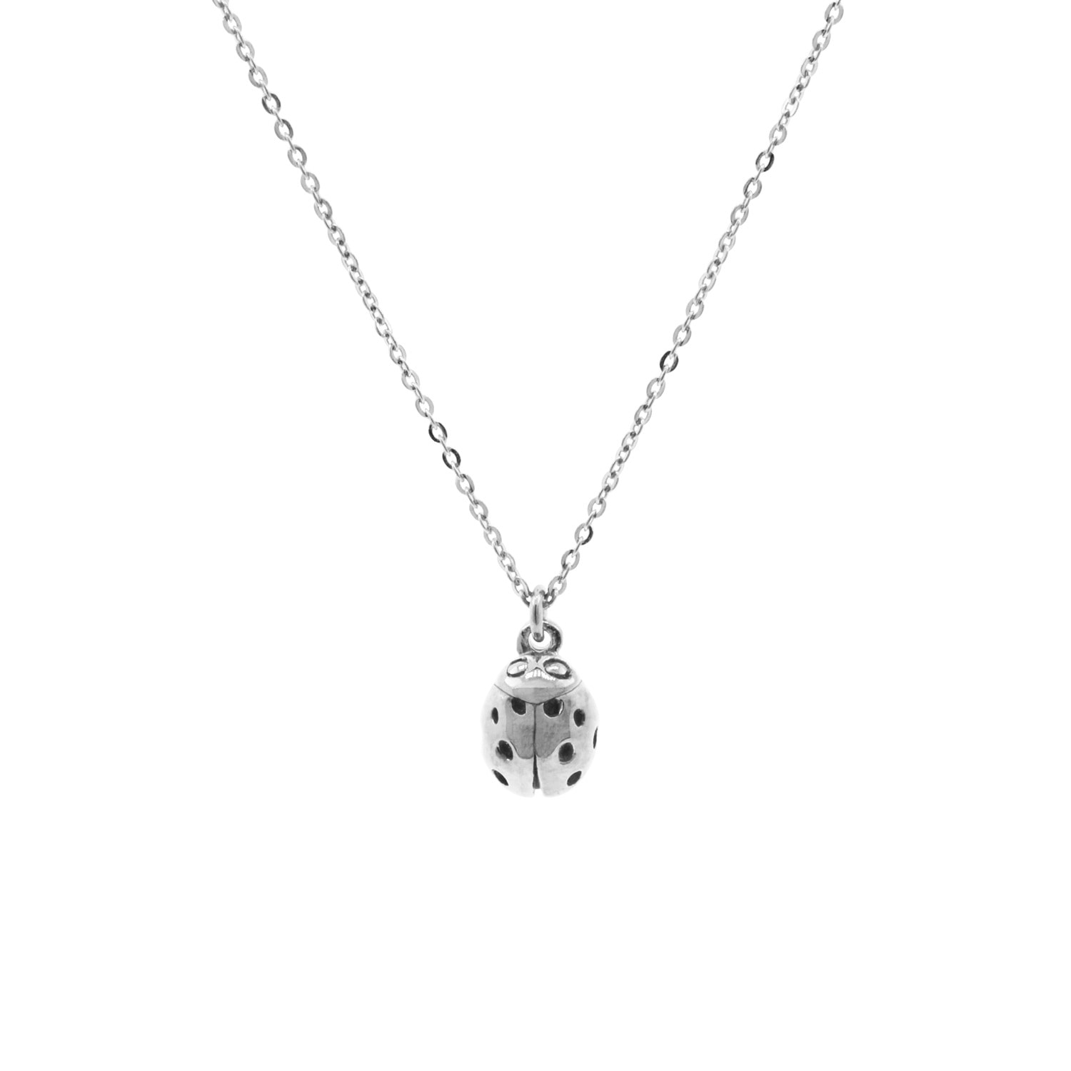 Ladybird Necklace – Silver -Wings Closed