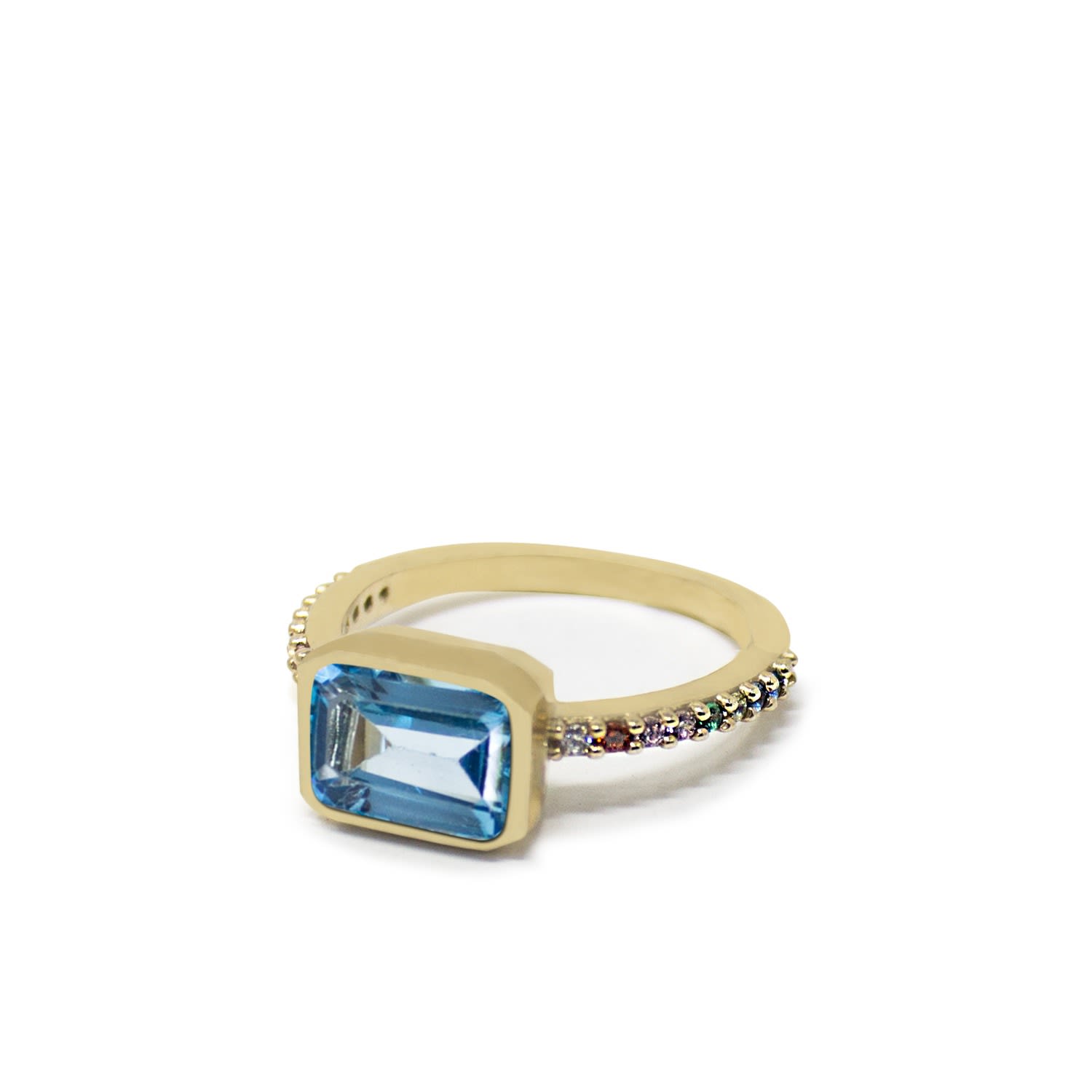 Luccichio Gold Vermeil Blue Topaz Rainbow Ring