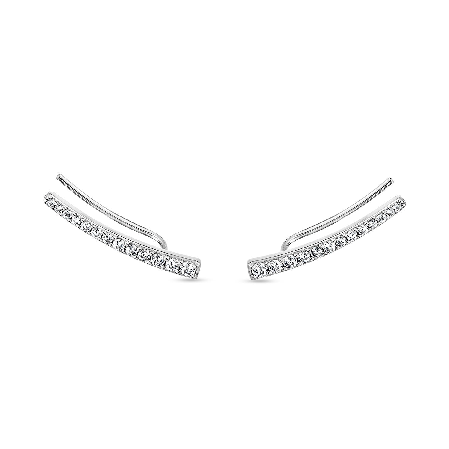 Naked Ear Climber With Man Made Cz Diamond Stimulant In Sterling Silver