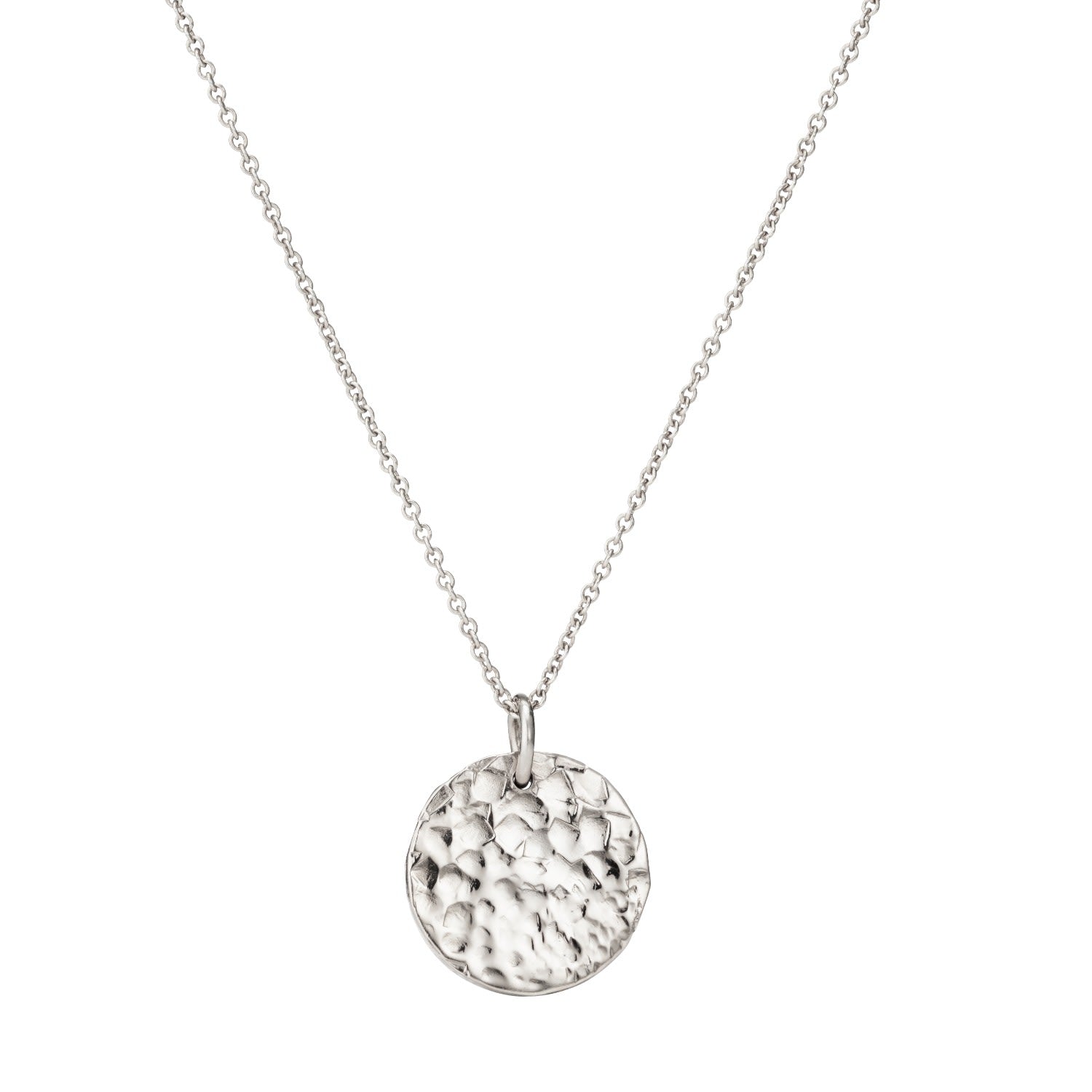 Sterling Silver Textured Disc Necklace