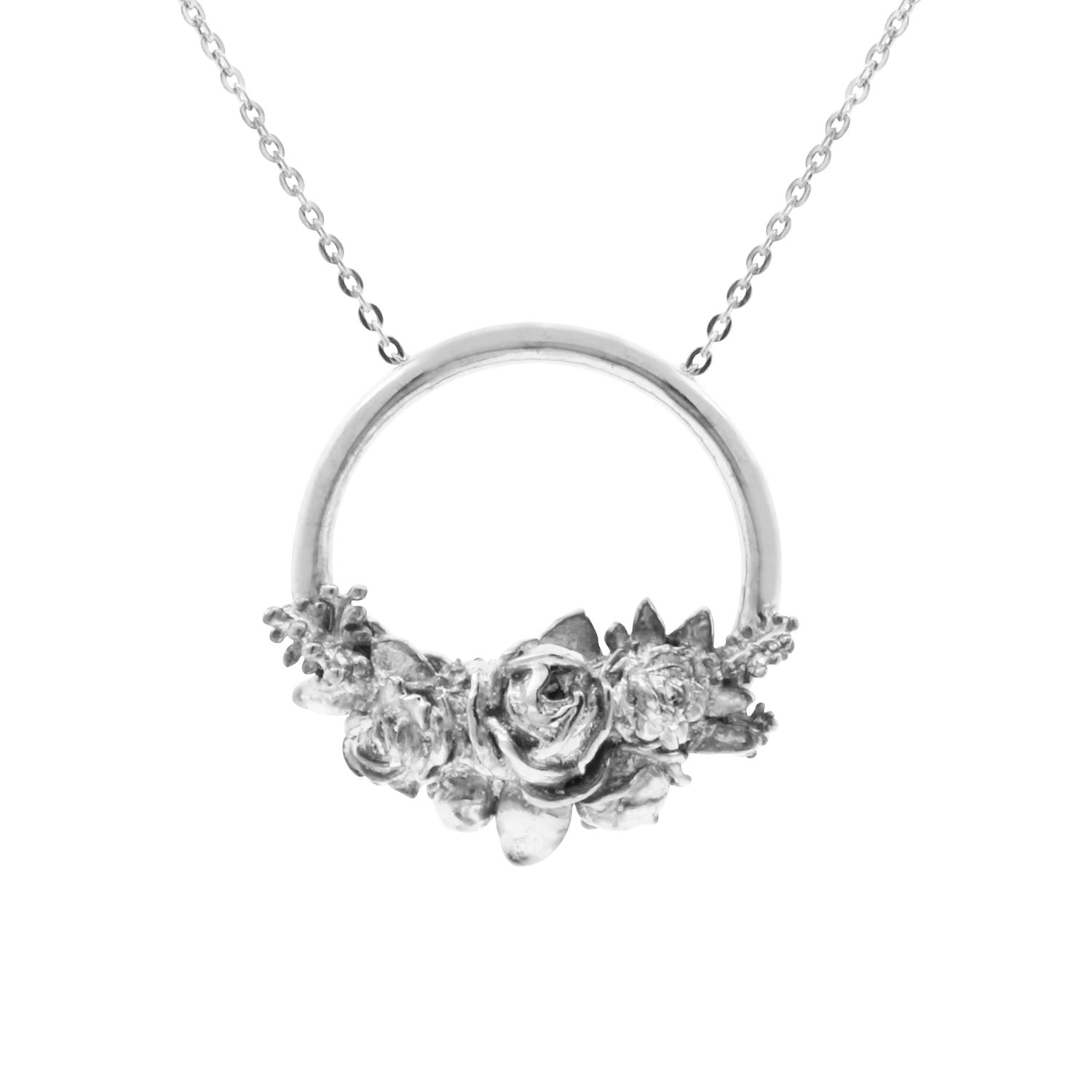 Rose Halo Necklace - Silver