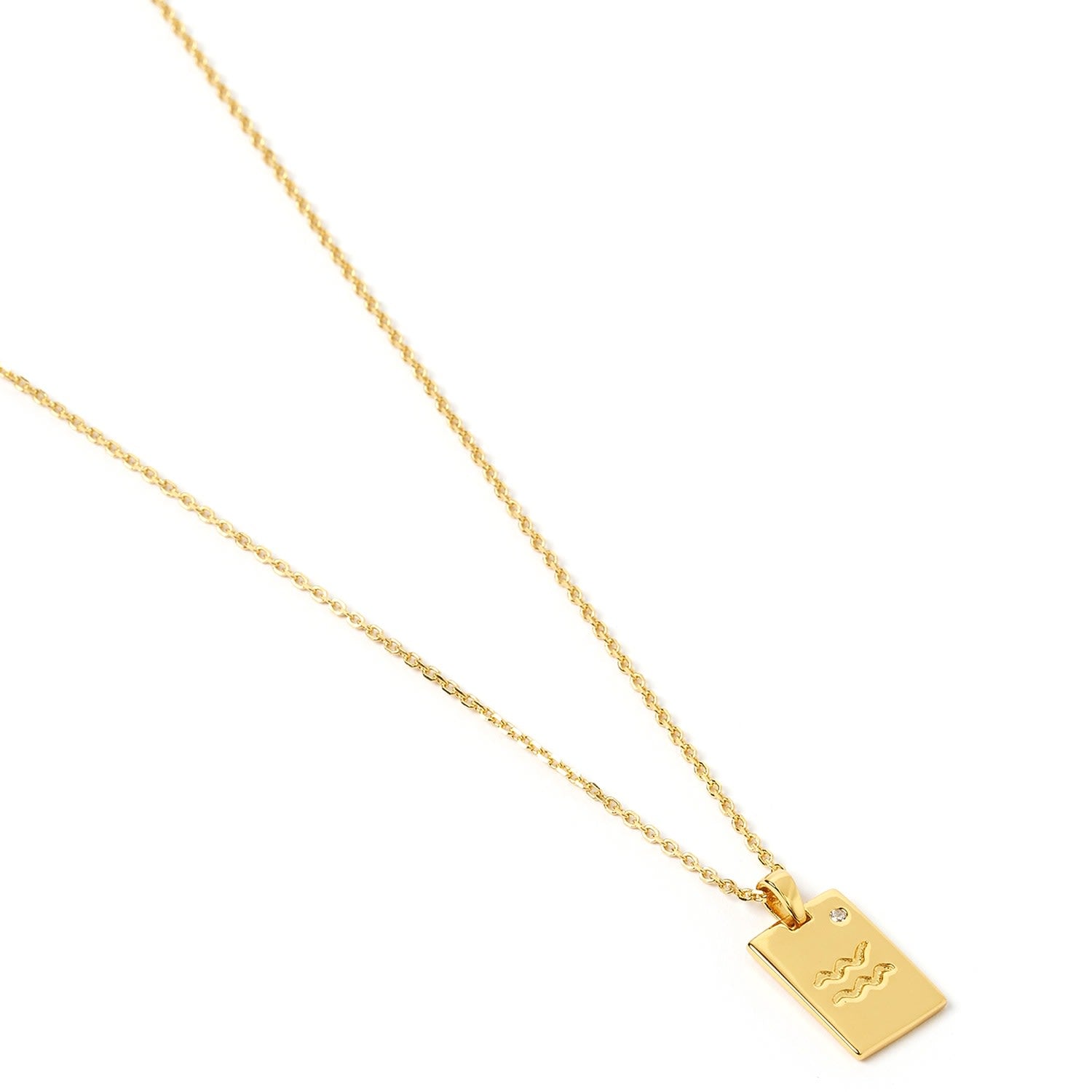Aquarius Zodiac Gold Tag Necklace
