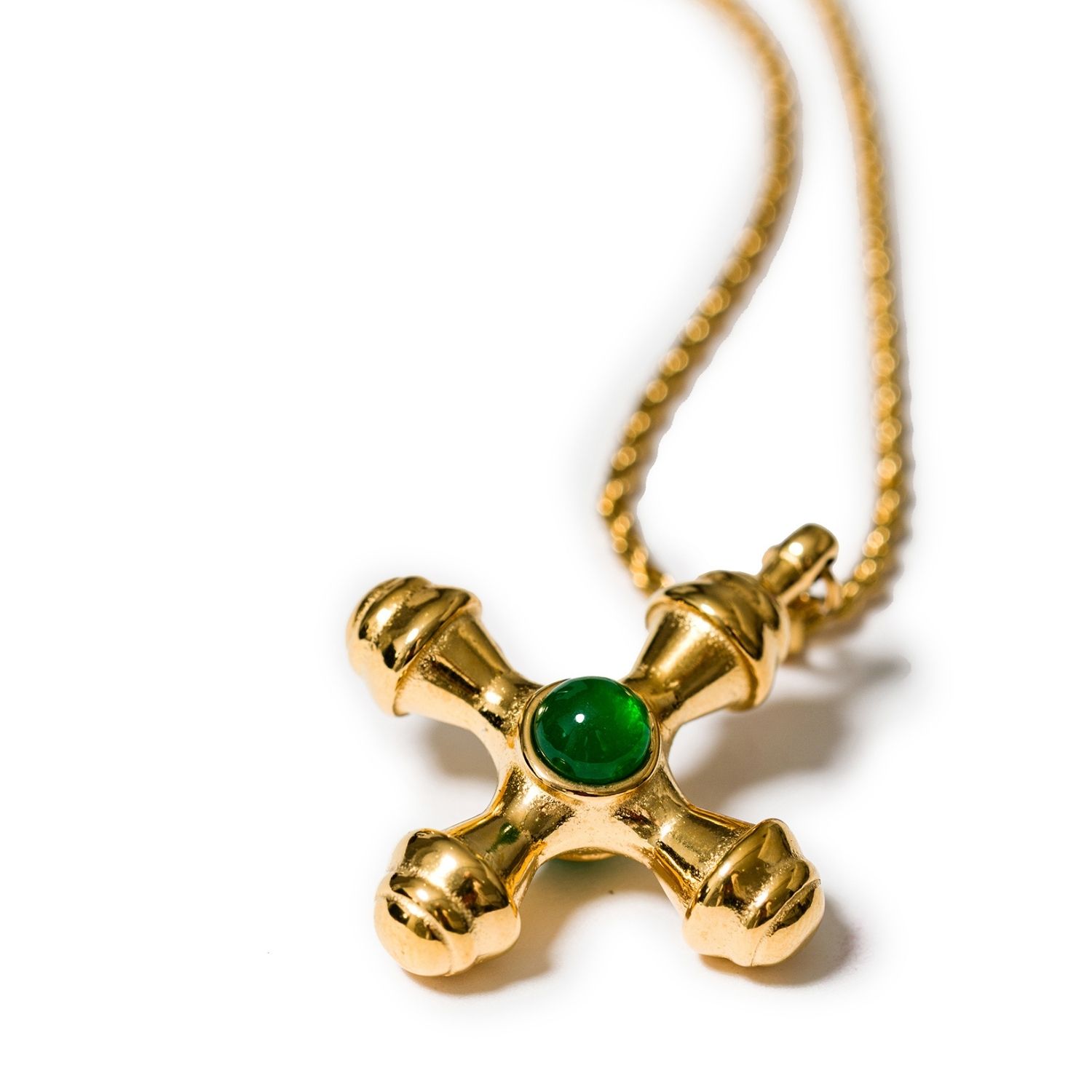 Byzantine Cross Jade Necklace In Gold