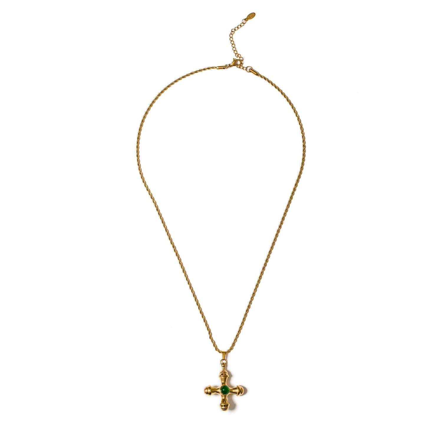Byzantine Cross Jade Necklace In Gold