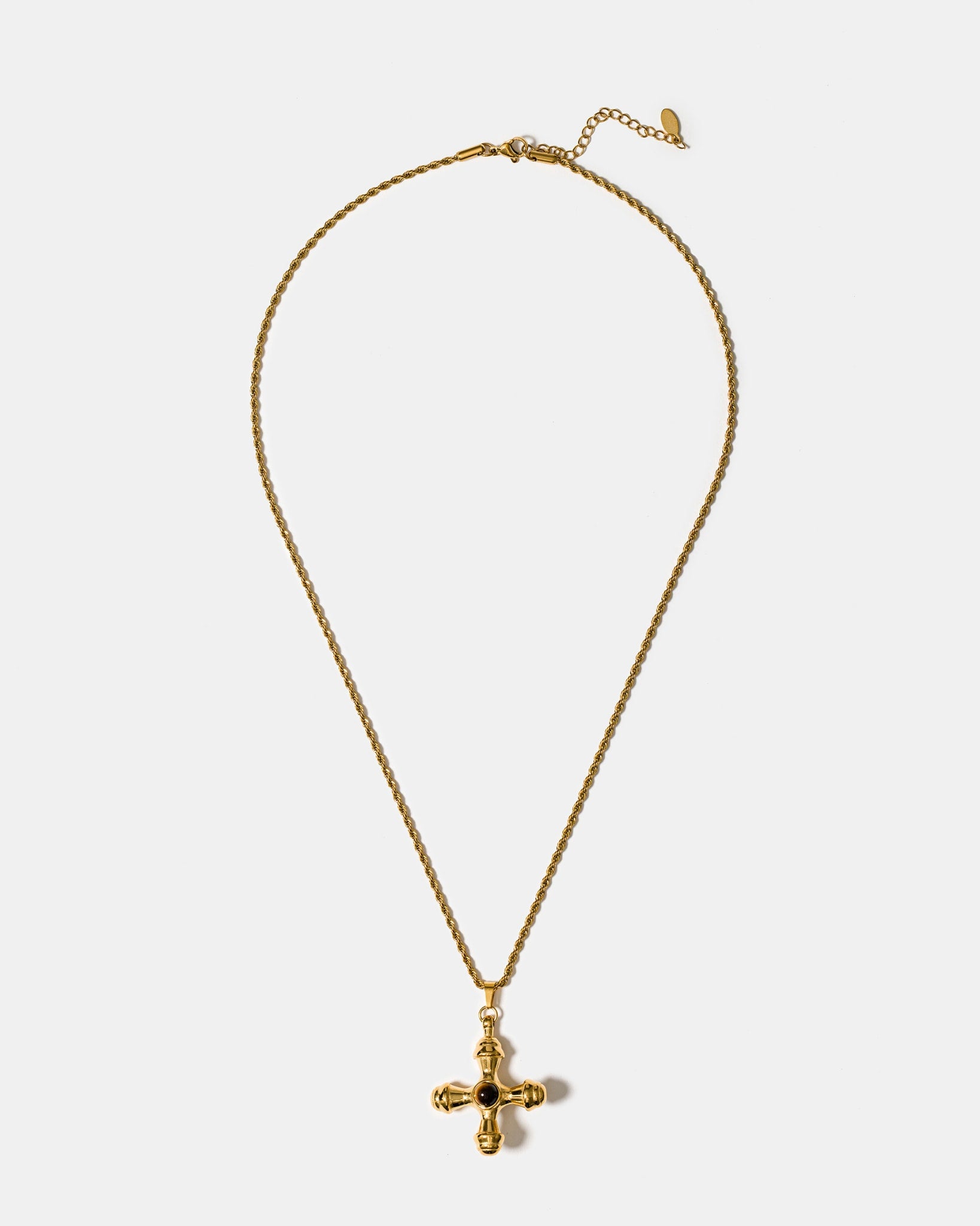 Byzantine Cross Tiger Eye Necklace In Gold