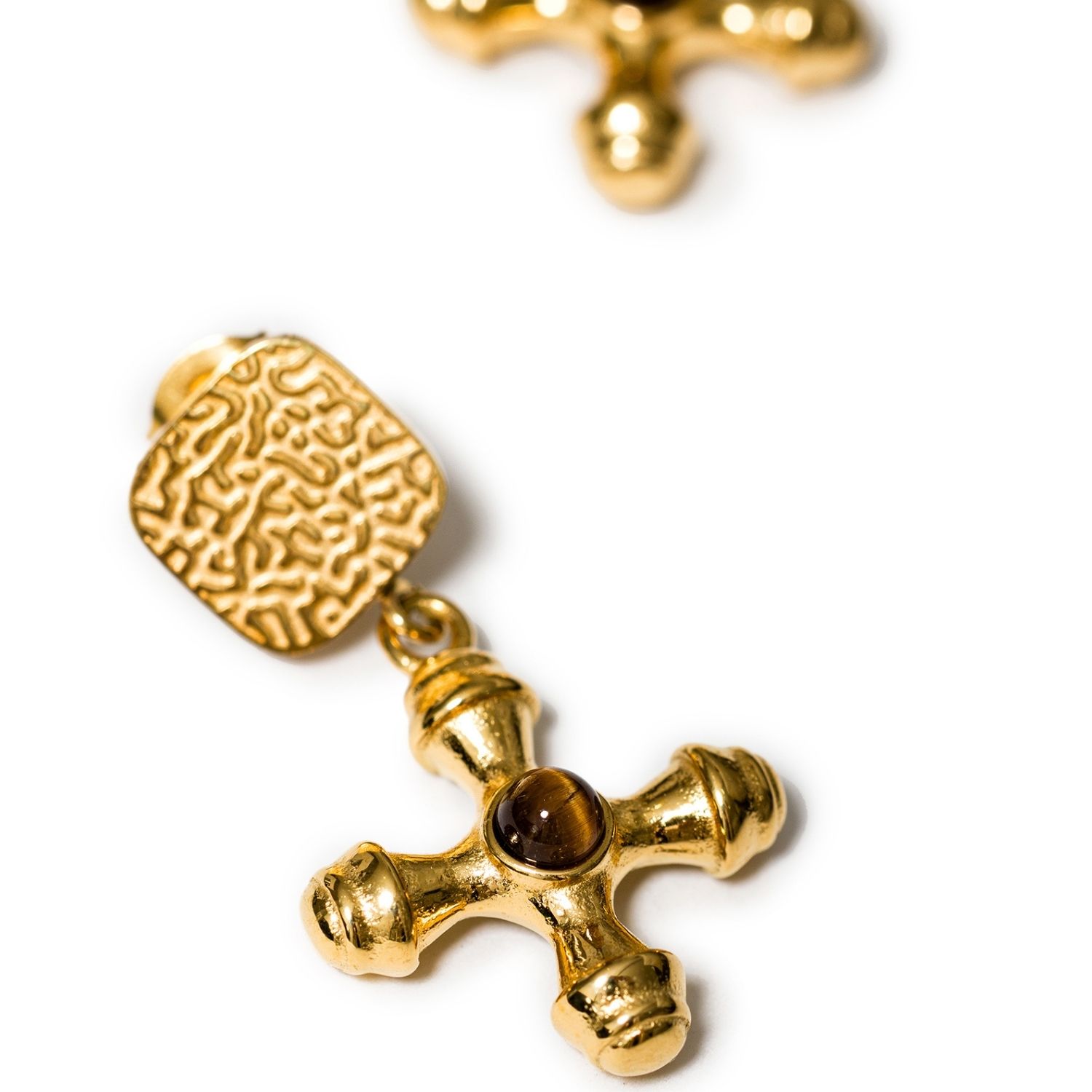 Byzantine Earrings In Tiger Eye