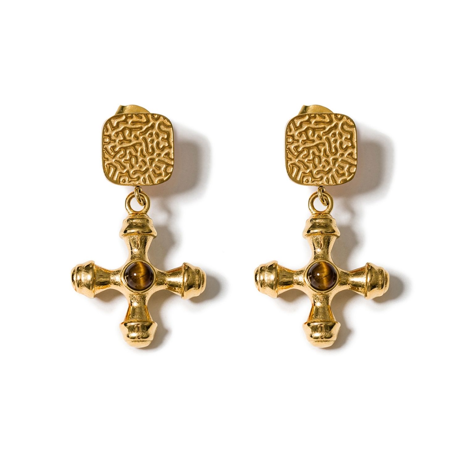 Byzantine Earrings In Tiger Eye