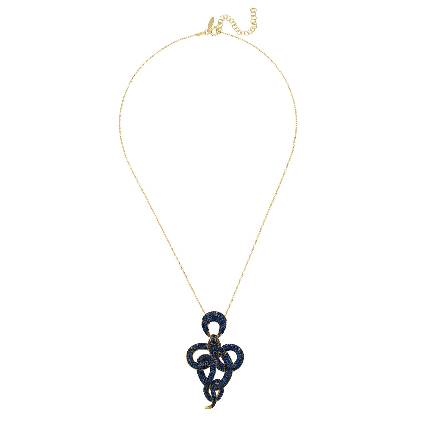 Viper Snake Pendant Necklace Gold Sapphire