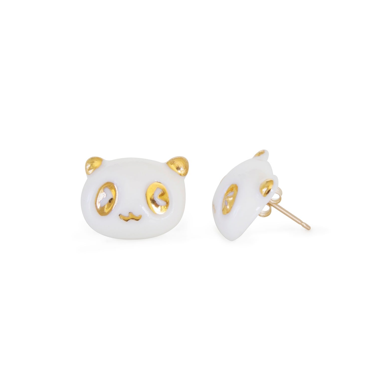 Porcelain Lucky Panda Stud Earrings