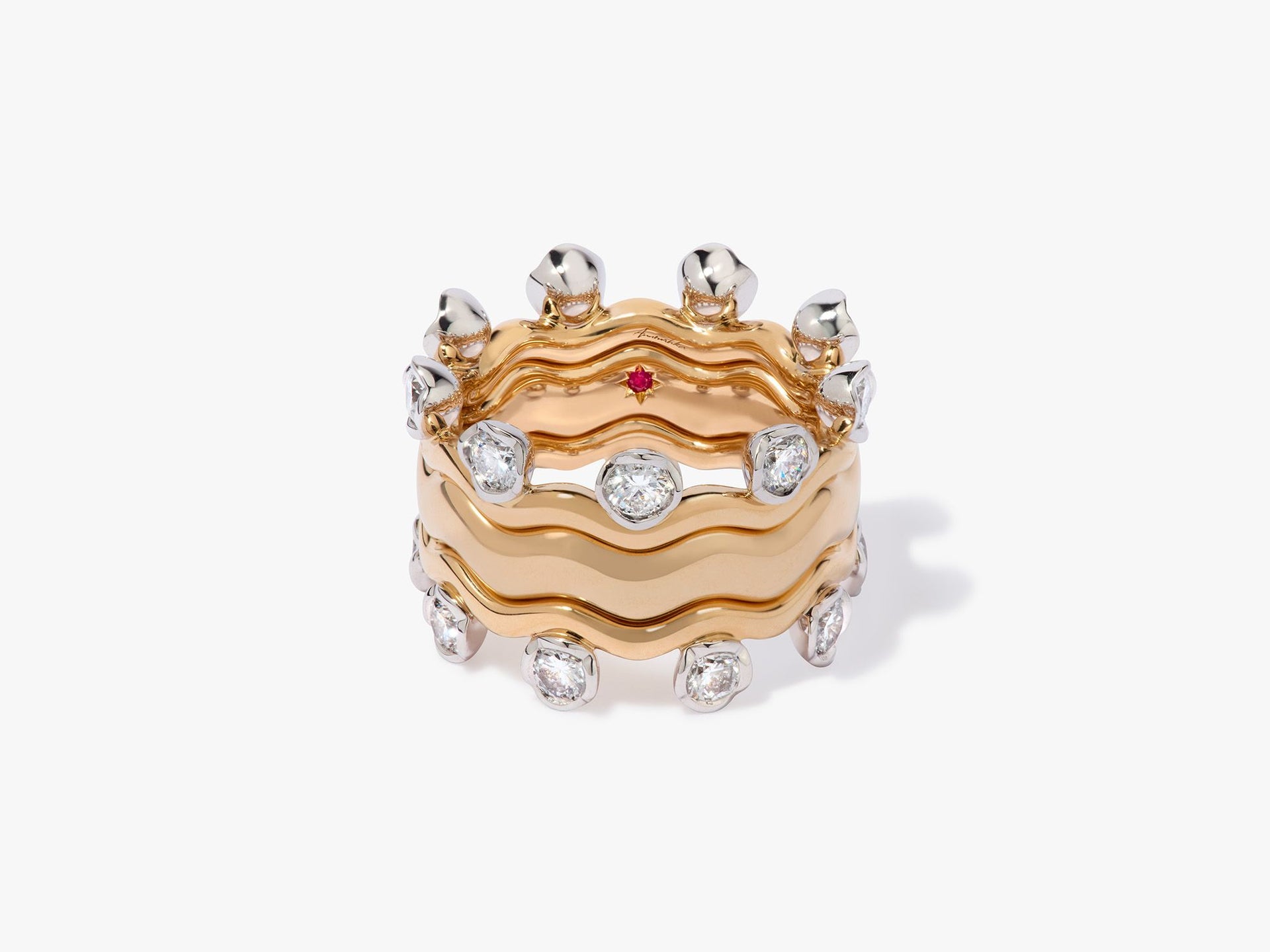 Whoopsie Daisy Diamond & 4mm Ring Stack