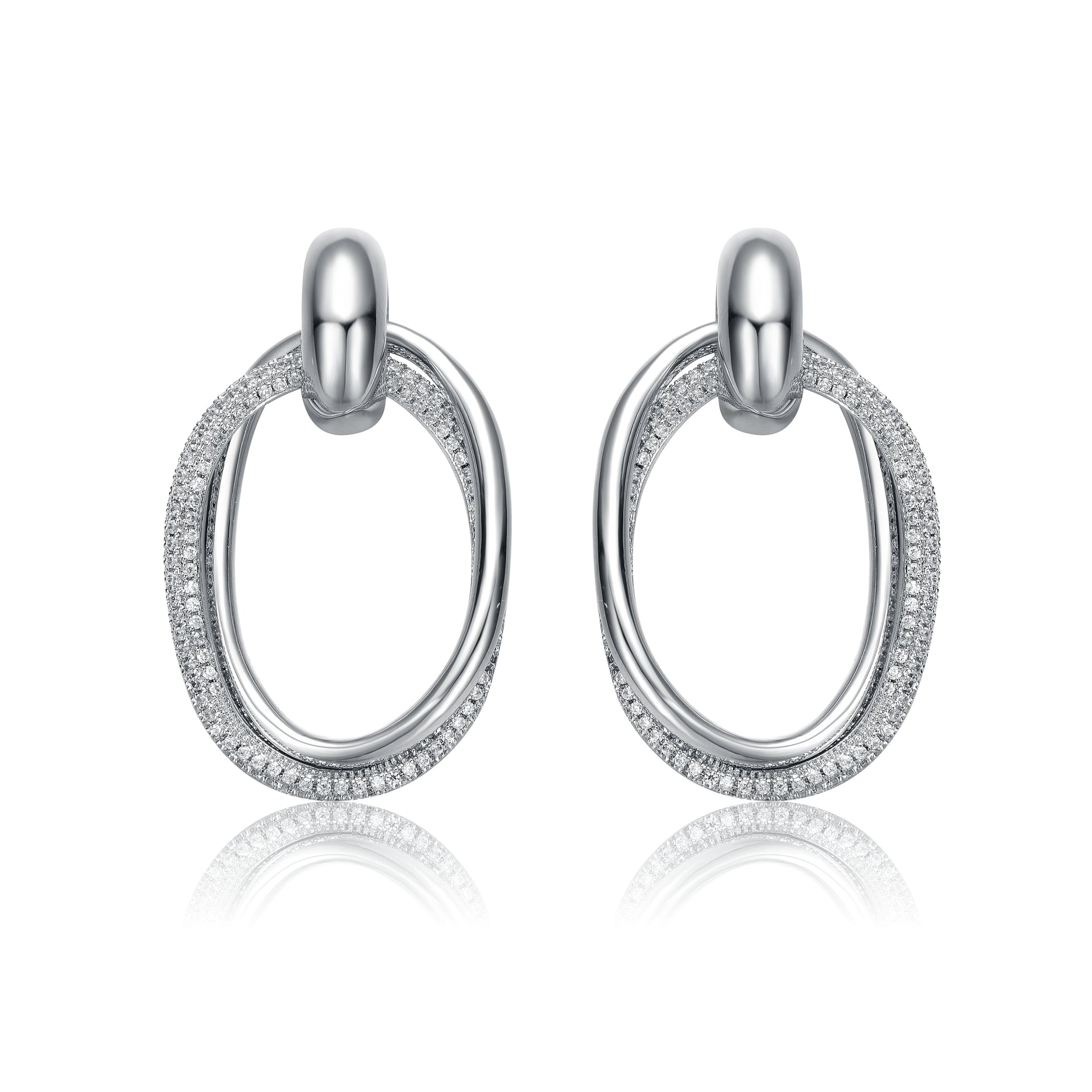 Sterling Silver White Gold Plated Cubic Zirconia Drop Earrings