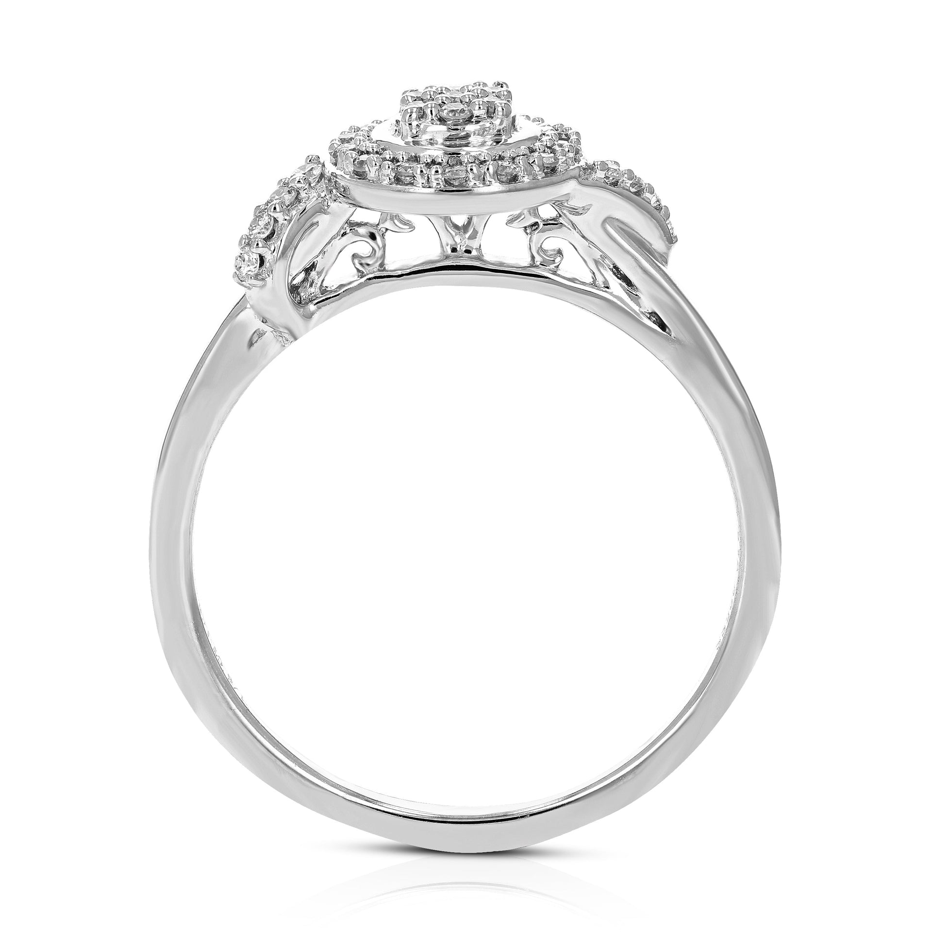 1/6 cttw Round Lab Grown Diamond Engagement Ring .925 Sterling Silver
