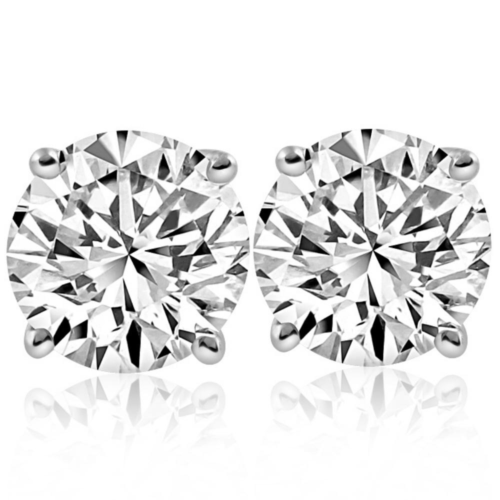6 Ct TW Round Moissanite Studs in 14k White Gold