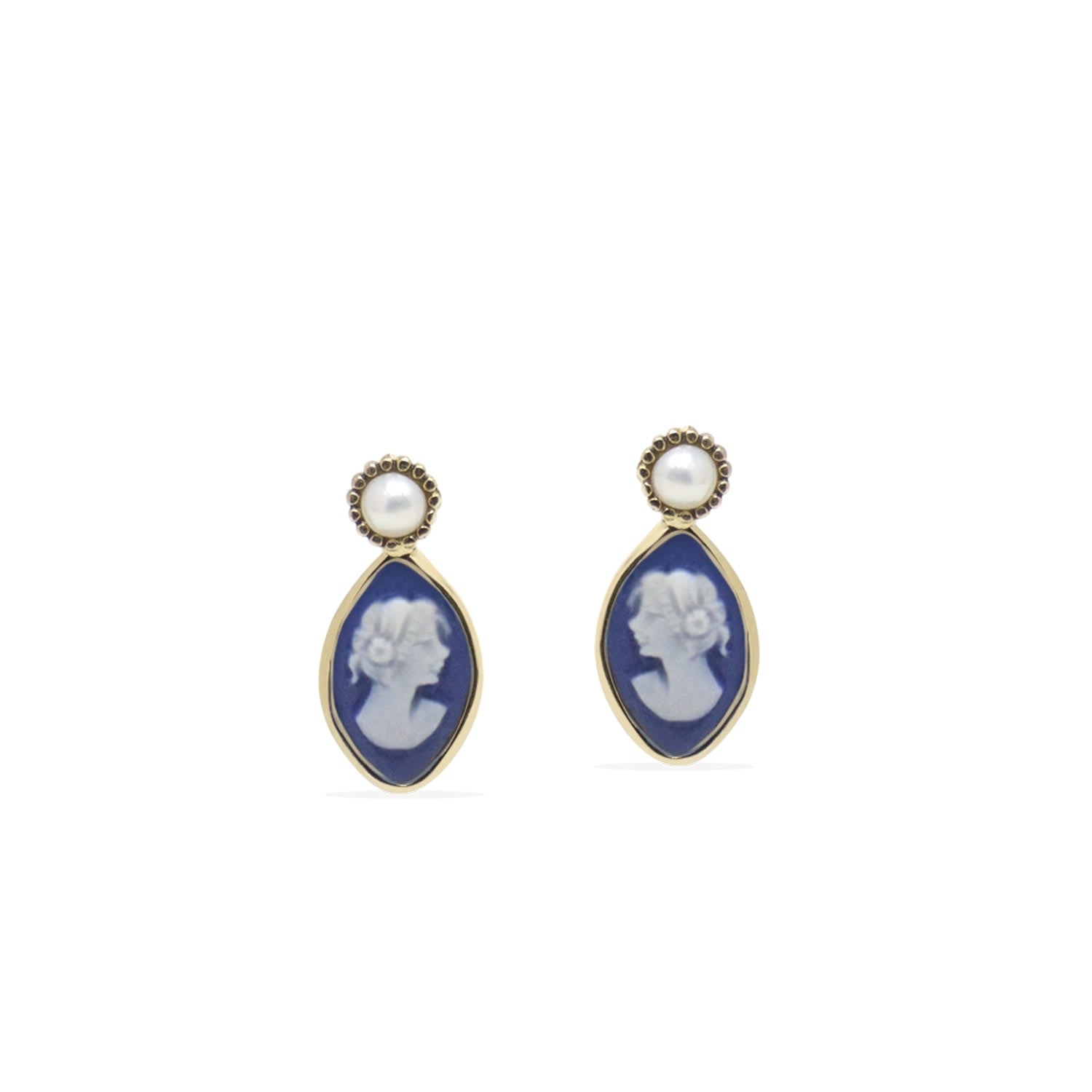 Isabella Gold-Plated Blue Cameo Stud Earrings