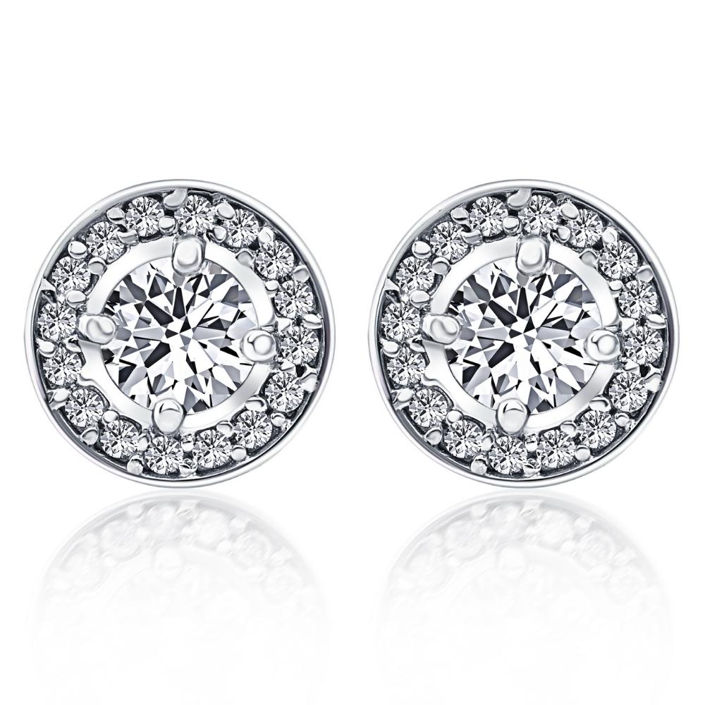 5/8 ct Halo Diamond Studs 14K White Gold
