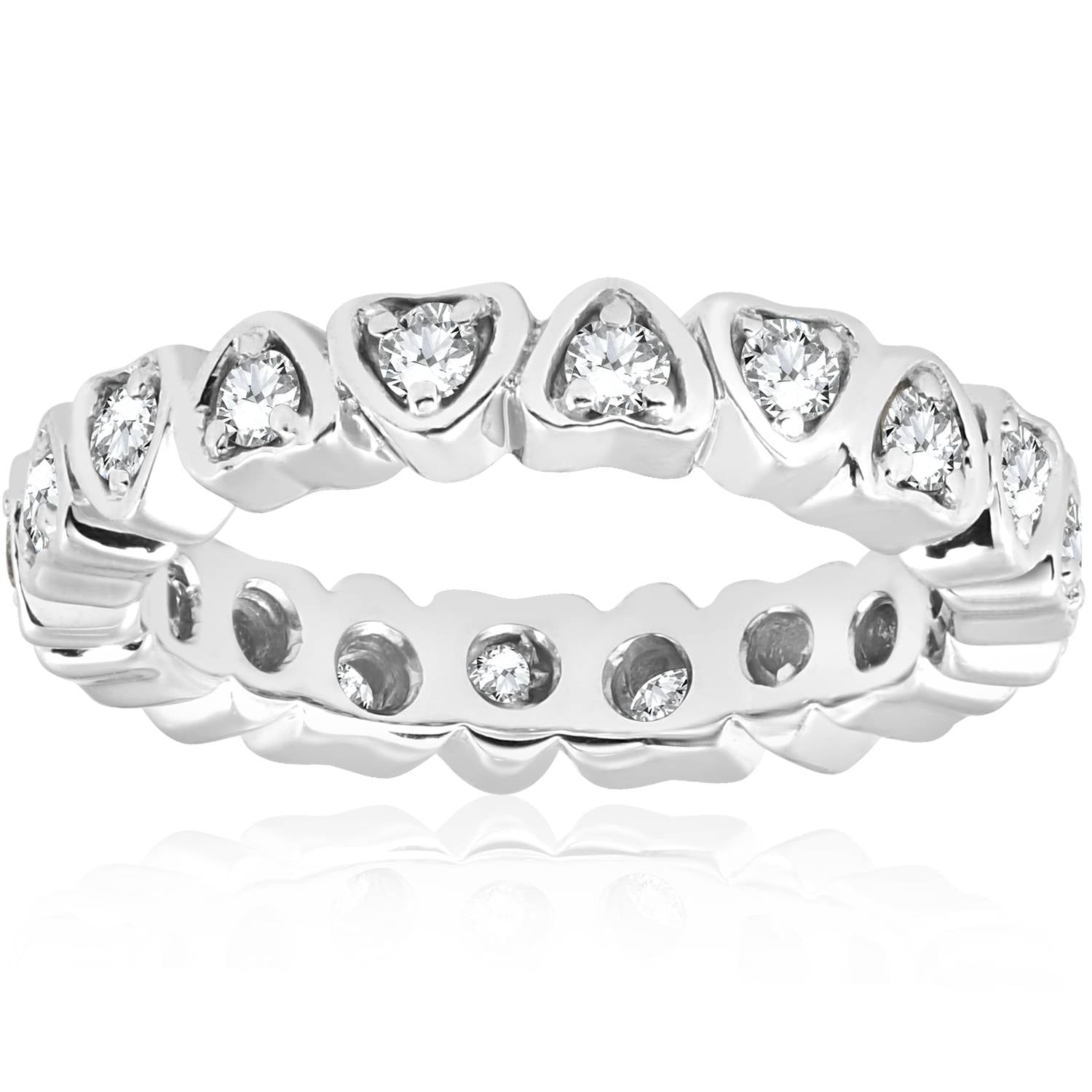 1/2 CT Heart Shaped Diamond Eternity Ring 14K White Gold