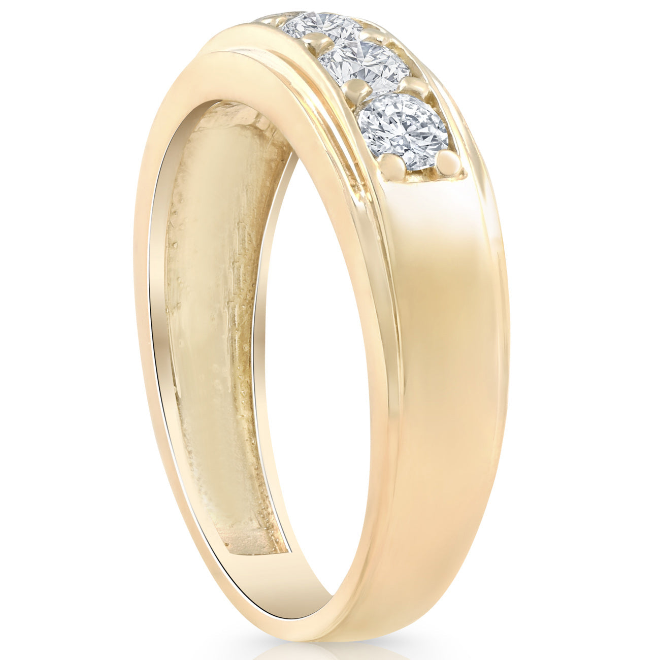 1 Ct Diamond Ring Mens High Polished 14k Yellow Gold Wedding Anniversary Band