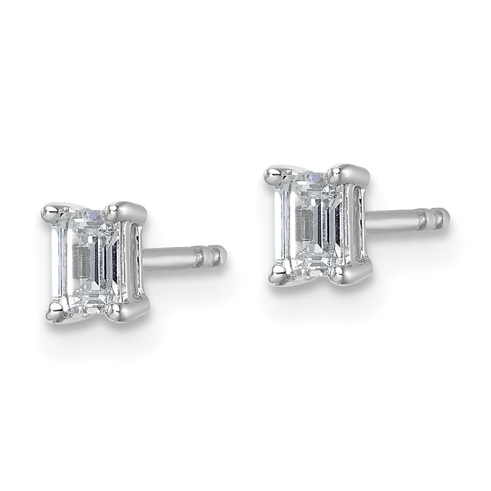 14k White Gold 1/2 CT Emerald Lab Grown Diamond Stud Earrings VS Clarity G-H Color