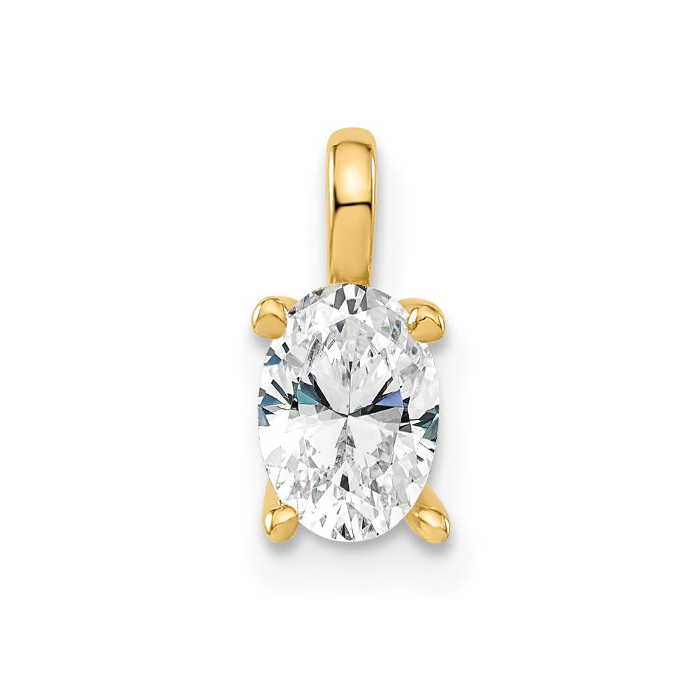 14k Gold Lab Grown Diamond Oval Solitaire Pendan (0.5ct VS G-H)