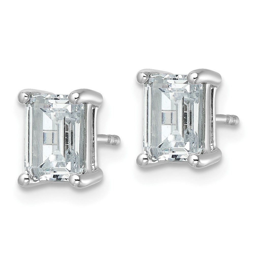 14k White Gold 3 CTW Lab Grown Diamond Emerald Stud Earrings
