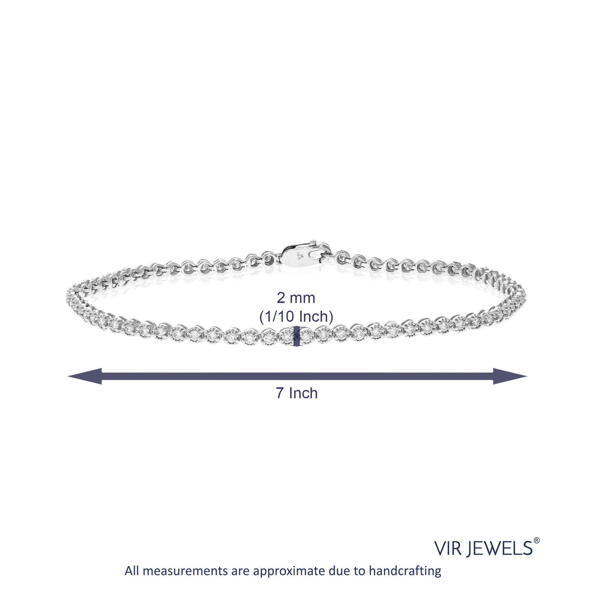 1 cttw 67 Stones Round Diamond Bracelet 14K White Gold Prong Set 7 Inch