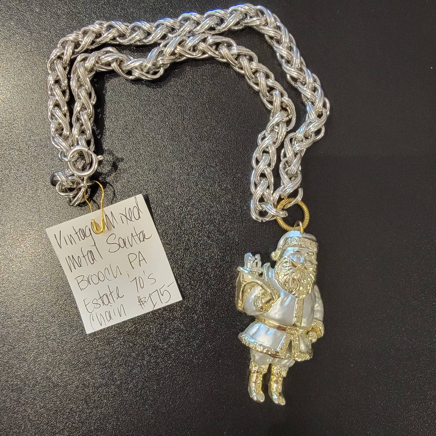 Vintage Santa Necklace In Multi
