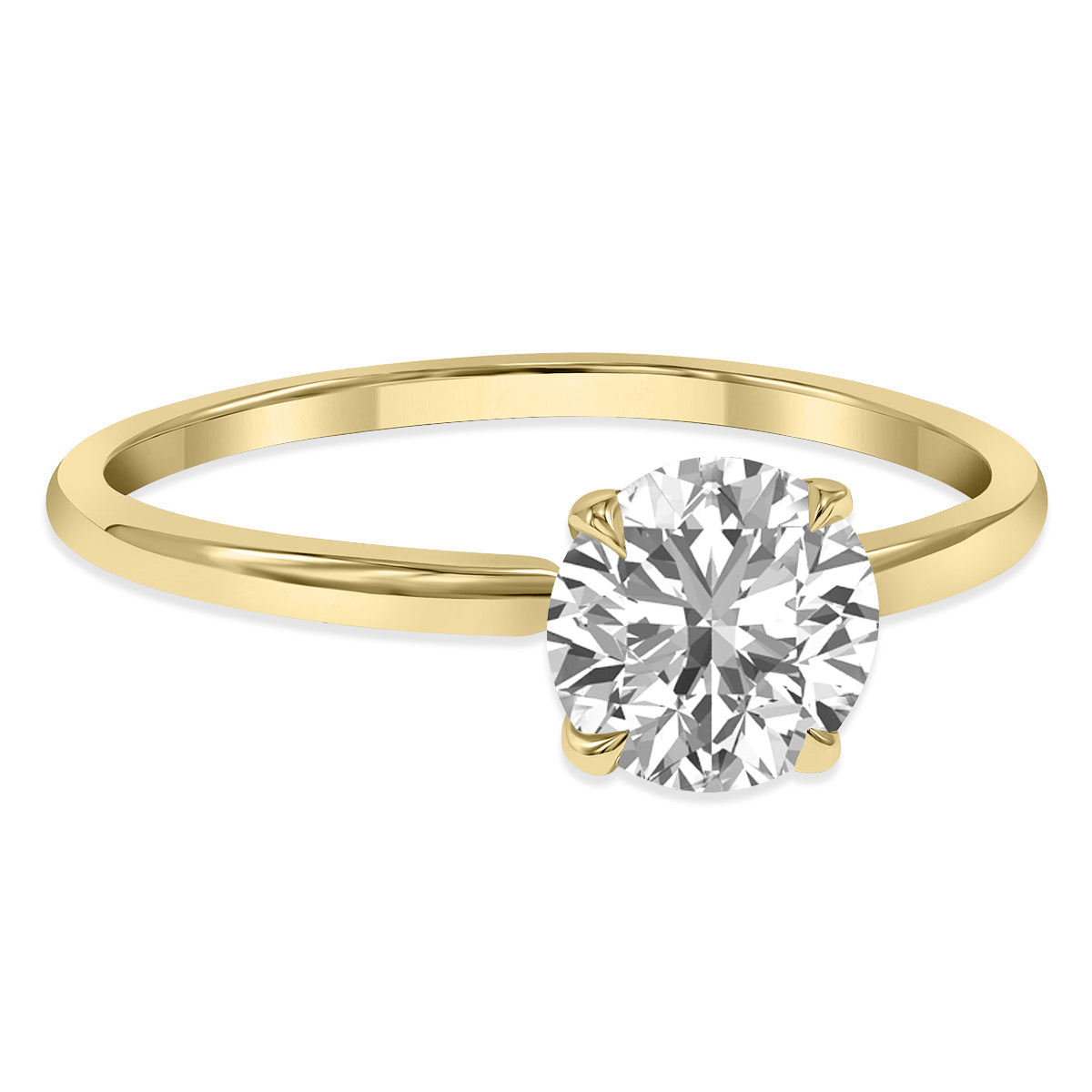 Lab Grown 1 Carat Diamond Solitaire Ring In 14K Yellow Gold