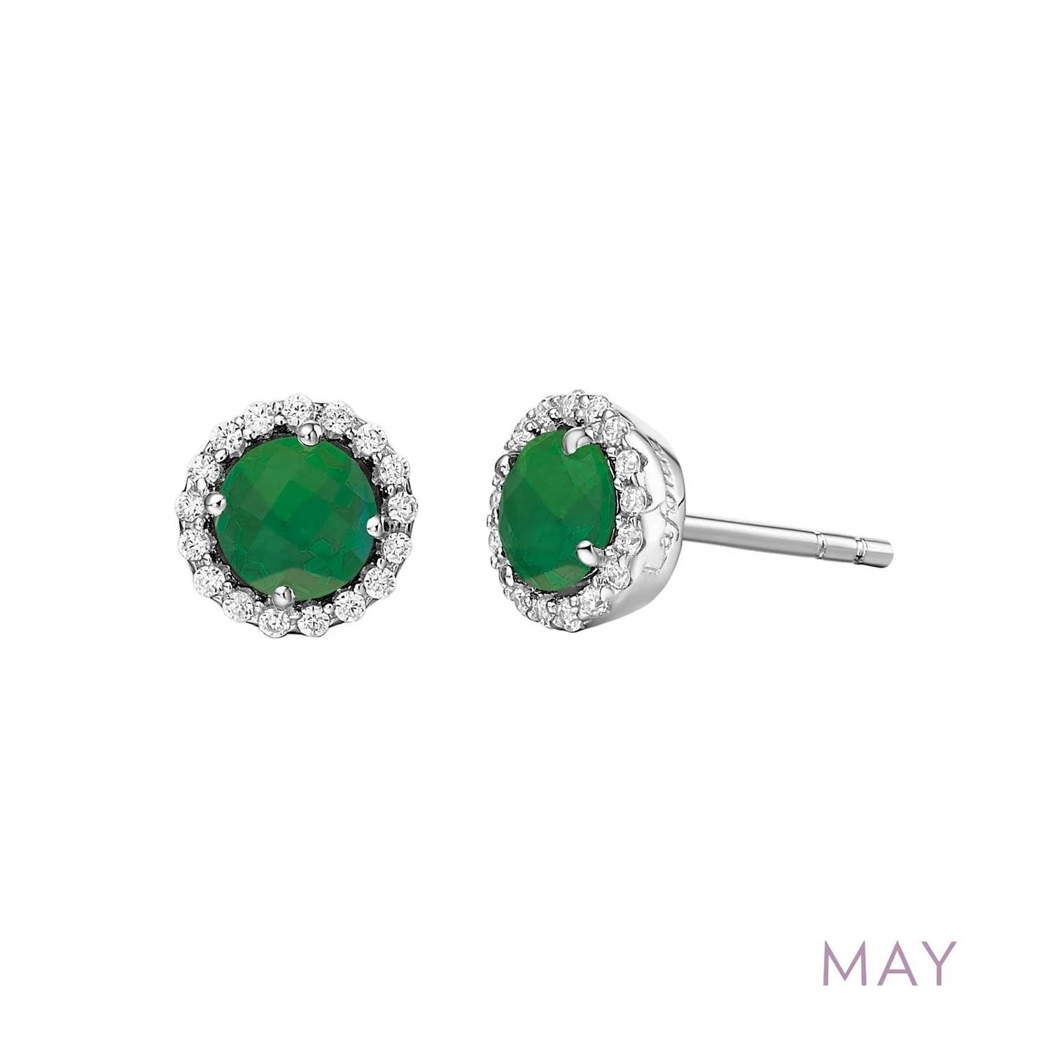 May Birthstone Earrings In Emerald/silver