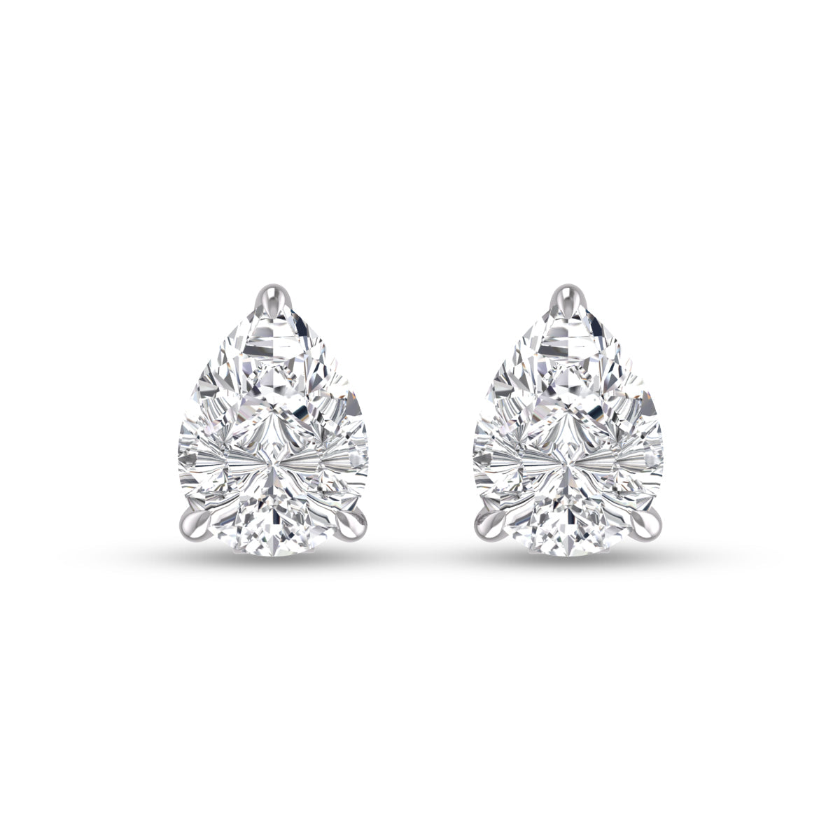 Lab Grown 1/4 Carat Pear Shaped Solitaire Diamond Earrings In 14K White Gold