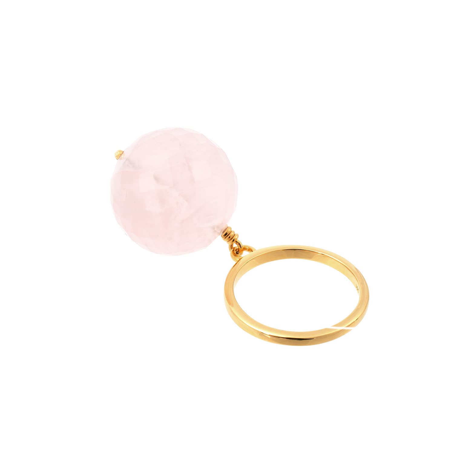Bubble Pink Quartz Adjustable Gold Ring