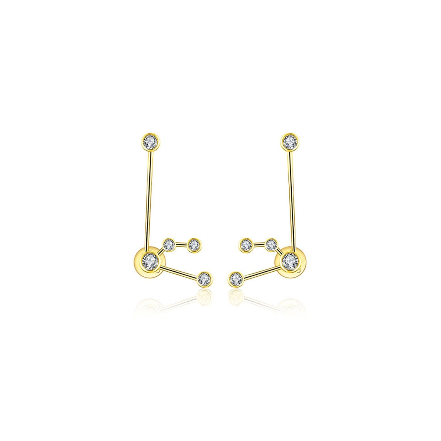 Aquarius Zodiac Constellation Earring 18K Yellow Gold & Diamond