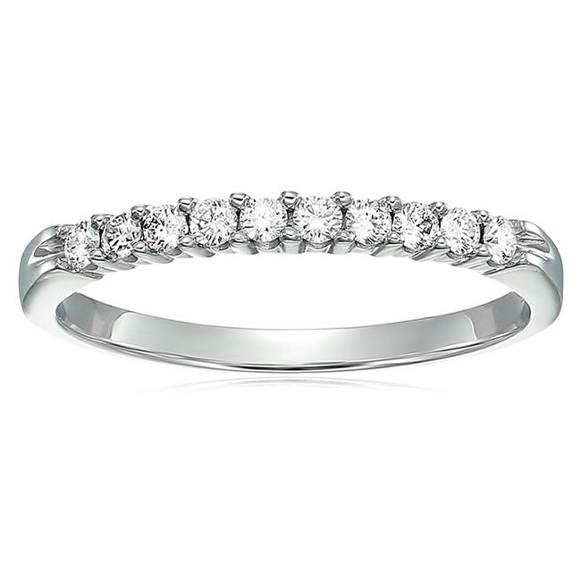 1/3 Cttw Diamond Wedding Band 14K Gold 10 Stone Prong Set Round