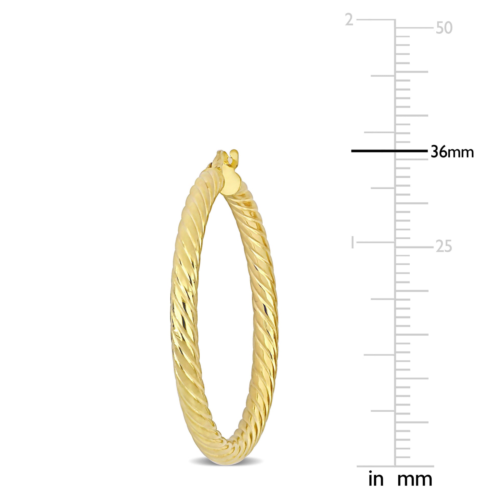 36 MM Textured Twist Hoop Earrings in 14K Yellow Gold
