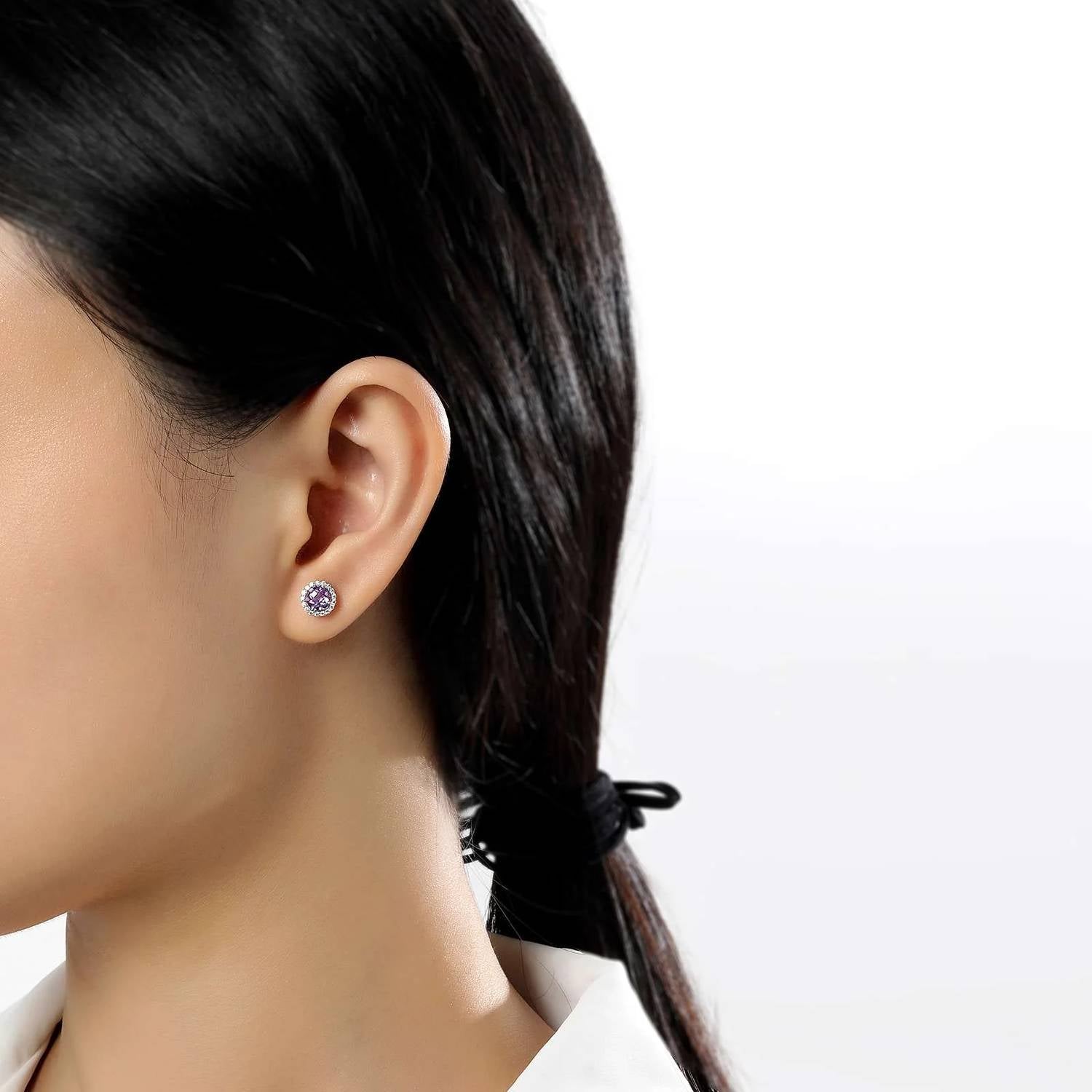 February Birthstone Earrings In Amethyst/silver