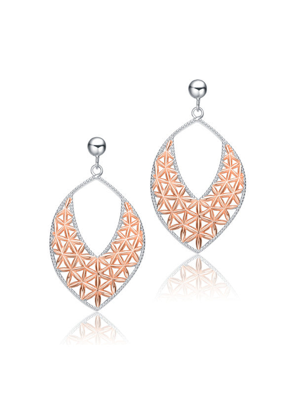 Sterling Silver Two-Tone Teardrop Dangling Earrings