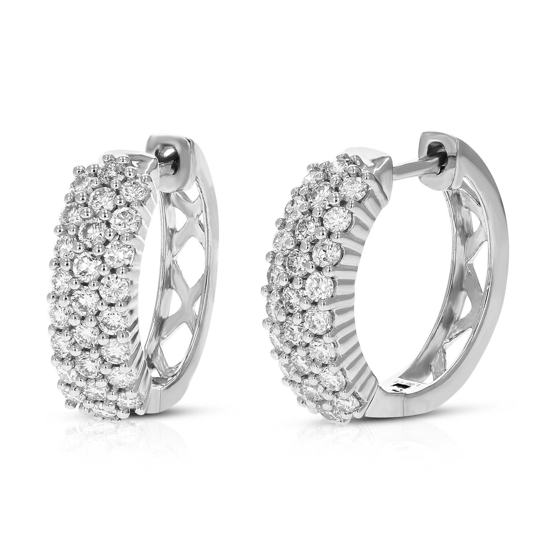 1 cttw Round Cut Lab Grown Diamond Hoop Earrings in .925 Sterling Silver Prong Set 1/2 Inch