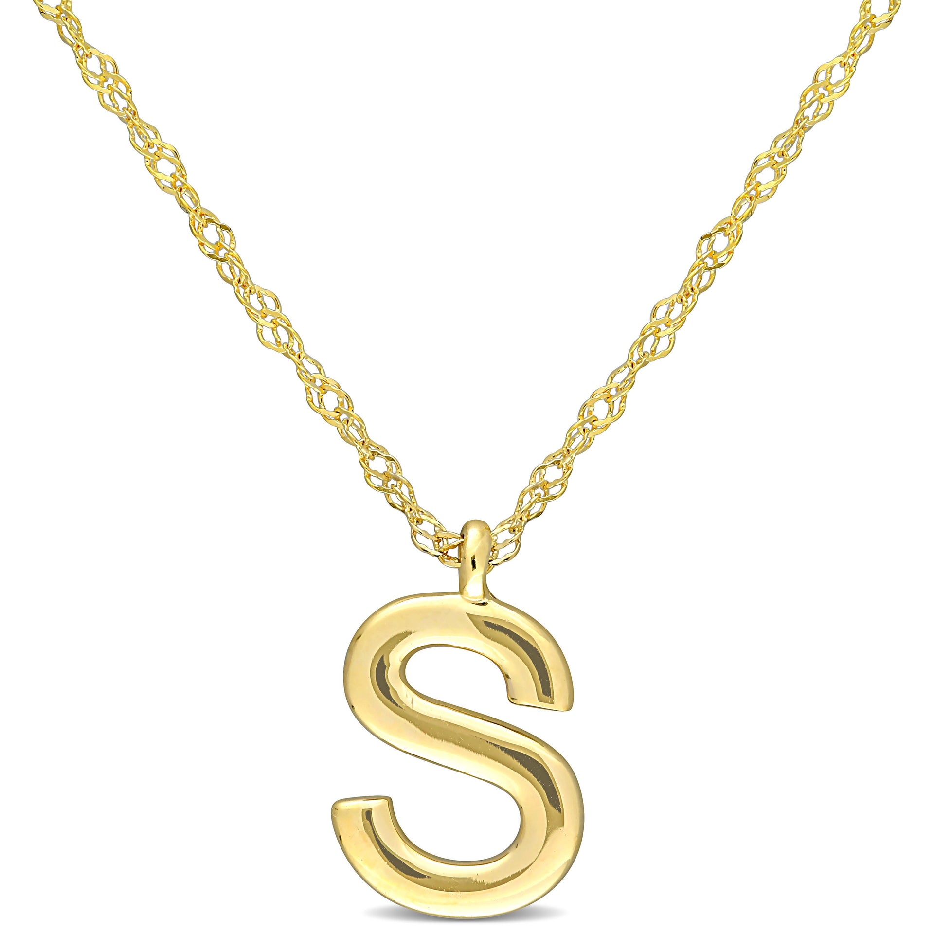 Mimi & Max Initial 'S' Pendant w/ Chain in 14k Yellow Gold