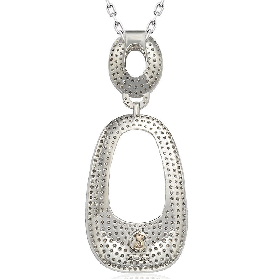 Suzy Levian Sterling Silver 6 1/10ct TGW Sapphire Pave Pendant with Chain