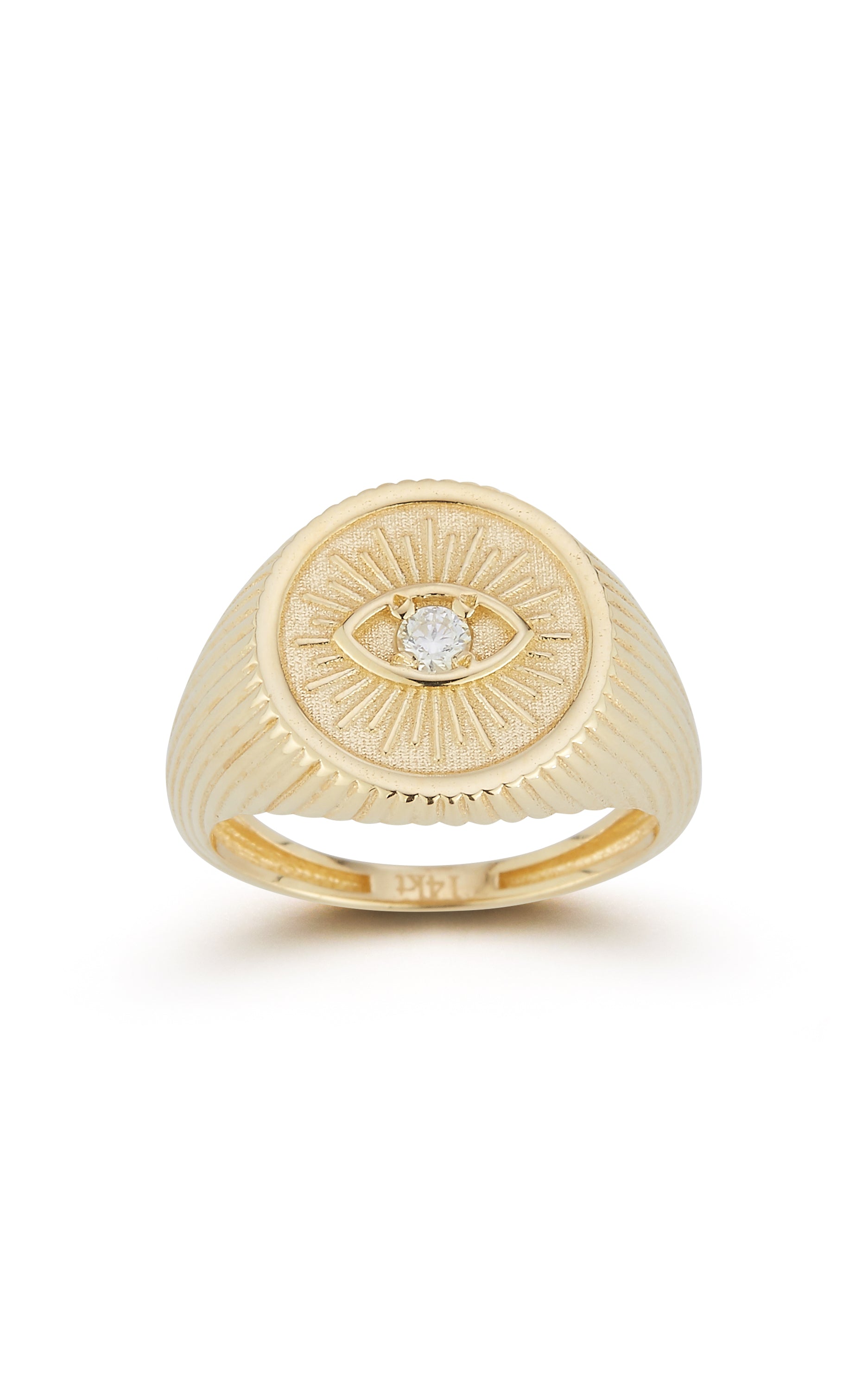 14K Gold & Diamond Evil Eye Signet Ring