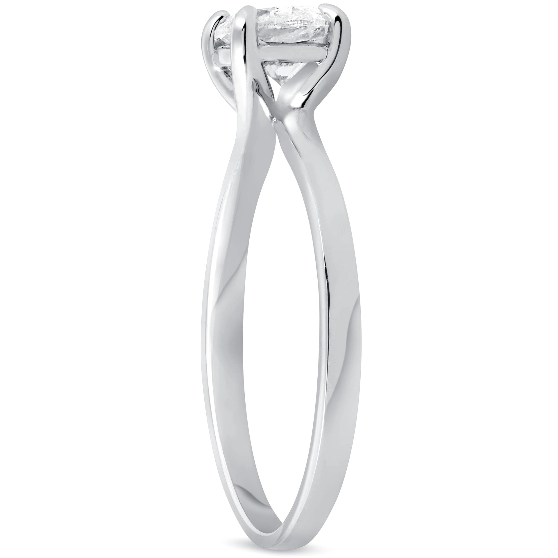 3/4 ct Diamond Solitaire Engagement Ring Twist Band 14k White Gold