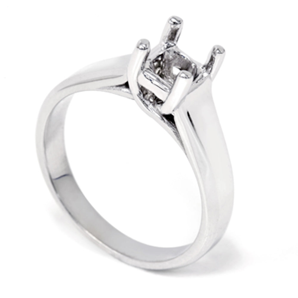 Solitaire Cathedral Ring 14K White Gold