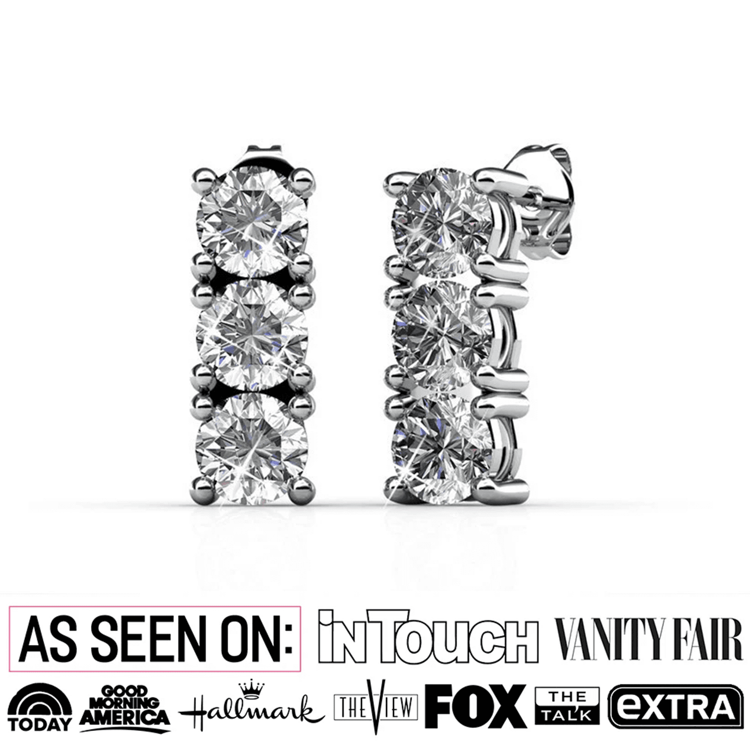 Eliana 18k White Gold Plated Stud Earrings with Swarovski Crystals