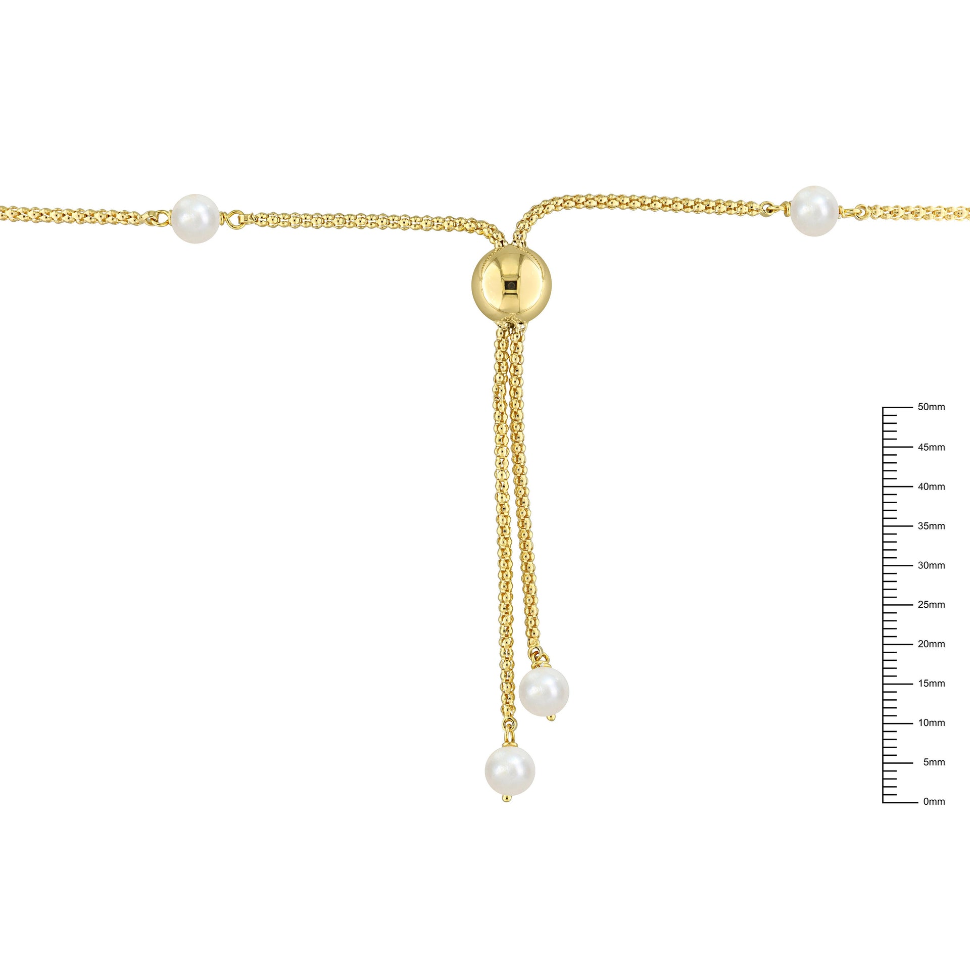 Mimi & Max 6-7mm Cultured Freshwater Pearl Tassel Necklace in Yellow Silver - 20 in